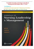 Test Bank for Essentials of Nursing Leadership and Management 8th Edition By Sally A. Weiss, Ruth M. Tappen and Karen Grimley isbn-978-1719646581 All Chapters Complete Guide Graded A+ Guaranteed Pass