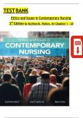 Test Bank for Ethics and Issues in Contemporary Nursing, 3rd Edition By Margaret A. Burkhardt, Nancy Walton | 9780176696573 | All Chapters 1 - 20 are included | LATEST