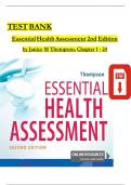 TEST BANK FOR ESSENTIAL HEALTH ASSESSMENT 2ND EDITION BY JANICE THOMPSON ISBN: 9781719642323 COMPLETE GUIDE LATEST EDITION GUARANTEED PASS GRADE A+