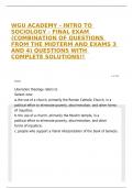 WGU ACADEMY - INTRO TO SOCIOLOGY - FINAL EXAM (COMBINATION OF QUESTIONS FROM THE MIDTERM AND EXAMS 3 AND 4) QUESTIONS WITH COMPLETE SOLUTIONS!!