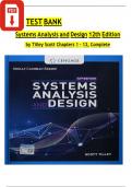 TEST BANK Systems Analysis and Design 12th Edition All Chapters 1 to 12 complete Verified editon