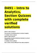 WGU D491 Intro to Analytics (EXTRA Credit) questions and answers already graded A+