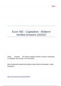 Econ 492 - Capitalism - Midterm Verified Answers (2025)!!