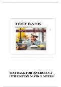 TEST BANK FOR PSYCHOLOGY 13TH EDITION DAVID G. MYERS NATHAN C. DEWALL|| Latest Edition