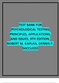 TEST BANK FOR PSYCHOLOGICAL TESTING PRINCIPLES, APPLICATIONS, AND ISSUES, 9TH EDITION, ROBERT M. KAPLAN, DENNIS P. SACCUZZO