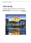 TEST BANK FOR Auditing & Assurance Services: A Systematic Approach 12th Edition by William F. Messier Jr, Steven M. Glover & Douglas F. Prawitt Chapter 1-21 |ISBN: 9781264100675| Guide A+