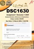 DSC1630 Assignment 1 (100% COMPLETE ANSWERS) Semester 1 2025 (203250) - DUE 13 March 2025