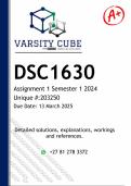 DSC1630 Assignment 1 QUIZ (DETAILED ANSWERS) Semester 1 2025 - DISTINCTION GUARANTEED