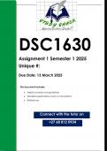 DSC1630 Assignment 1 (QUALITY ANSWERS) Semester 1 2025