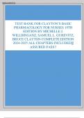 TEST BANK For Clayton’s Basic Pharmacology for Nurses 19th Edition Michelle Willihnganz, All Chapters 1 - 48, Complete A+ Guide ||Newest Version. Experts reviewed questions with 100% verified answers.