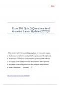 Econ 201 Quiz 3 Questions And Answers Latest Update (2025)!!