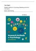 Test Bank -Research Methods in Psychology, Evaluating a World of Information 4th Edition ( Beth Morling, 2020) All Chapters | Newest Edition