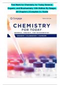 Test Bank for Chemistry for Today General, Organic, and Biochemistry 10th Edition By Seager, All Chapters ||Complete A+ Guide