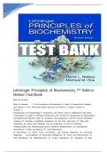 Lehninger Principles of Biochemistry 7th Edition Nelson Test Bank