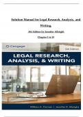 Solution Manual for Legal Research, Analysis, and Writing, 5th Edition by William H. Putman, JDJennifer R. Albright, JD, LLM All 19 Chapters Covered ISBN:9781305948372 Complete A+ Guide