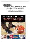 TEST BANK For Russell and Taylor's Operations and Supply Chain Management, 10th Edition, All Chapters 1 to 17 Complete, Verified Edition