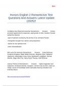 Honors English 2 Romanticism Test Questions And Answers Latest Update (2025)!!.