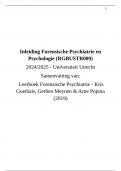 Samenvatting Leerboek Forensische Psychiatrie -  Inleiding forensische psychiatrie en psychologie (RGBUSTR009) - Universiteit Utrecht