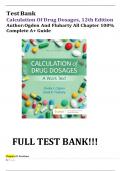 Test  Bank Calculation Of Drug Dosages, 12th Edition Author:Ogden And Fluharty All Chapter 100% Complete A+ Guide