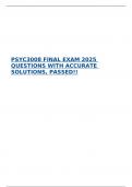 PSYC3008 FINAL EXAM 2025 QUESTIONS WITH ACCURATE SOLUTIONS, PASSED!! 