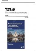 TEST BANK FOR American Government: Political Development and Institutional Change 12th Edition by Cal Jillson , ISBN: 9781032293967 |All Chapters Verified| Guide A+