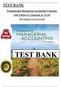 Test Bank for Fundamental Managerial Accounting Concepts, 10th Edition by Edmonds, (Ch 1 to 14 Covered) > Download as a Pdf File <