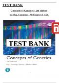 Test Bank - Concepts of Genetics, 12th Edition by (Klug), (Ch 1 to 26 Covered) > Download as a Pdf File <