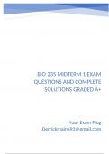 Bio 235 Midterm 1 Exam Questions and Complete Solutions Graded A+