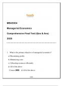 MBA5004 (SU) Managerial Economics Final Test (Qns & Ans) 2025.