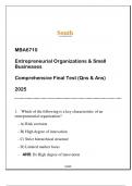 MBA6710 (SU) Entrepreneurial Organizations & Small Businesses Final Test (Qns & Ans) 2025.