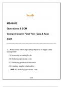 MBA6012 (SU) Operations & SCM Final Test (Qns & Ans) 2025