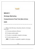 MBA6011 (SU) Strategic Marketing Final Test (Qns & Ans) 2025