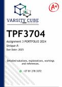 TPF3704 Assignment 50 PORTFOLIO (DETAILED ANSWERS) 2025 - DISTINCTION GUARANTEED