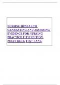 NURSING RESEARCH GENERATING AND ASSESSING EVIDENCE FOR NURSING PRACTICE 11TH EDITION POLIT BECK TEST BANK