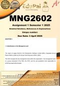 MNG2602 Assignment 1 (COMPLETE ANSWERS) Semester 1 2025  - DUE 3 April 2025