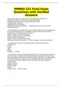 MMBIO 221 Final Exam Questions with Verified Answers