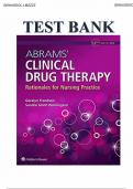 Test Bank for Abrams’ Clinical Drug Therapy for Nursing Practice , 12th Edition by Geralyn Frandsen and Sandra Smith Pennington || Experts reviewed questions with 100% verified answers with  Rationales|| Chapter 1-61 | All Chapters. Latest update