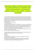 FINAL EXAM: PRN1831 / PRN 1831 (LATEST 2024 / 2025 UPDATE) PRINCIPLES OF MATERNAL-CHILD HEALTH NURSING REVIEW | QUESTIONS AND VERIFIED ANSWERS | 100% CORRECT | GRADE A - RASMUSSEN