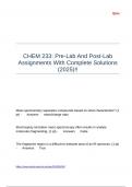 CHEM 233 Pre-Lab And Post-Lab Assignments With Complete Solutions (2025)!!