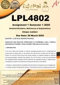 LPL4802 Assignment 1 (COMPLETE ANSWERS) Semester 1 2025  - DUE  28 March 2025