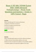 Exam 3 & Exam 4: NU606 / NU 606 (Latest 2025 / 2026 Updates STUDY BUNDLE PACKAGE WITH SOLUTIONS) Advanced Pathophysiology | Questions and Answers | Grade A | 100% Correct (Verified Answers) - Regis