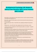 Developmental Psychology 140: Module 3: Infancy Exam Questions With Correct Answers 100% Verified.