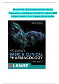 TEST BANK For Katzung's Basic and Clinical Pharmacology, 16th Edition By Todd W. Vanderah, 2024 Verified Chapters 1 - 66, Complete Newest Version