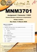 MNM3701 Assignment 1 (COMPLETE ANSWERS) Semester 1 2025 - DUE 13 March 2025