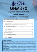 MNM3701 Assignment 1 (ANSWERS) Semester 1 2025 - DISTINCTION GUARANTEED