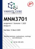 MNM3701 Assignment 1 (DETAILED ANSWERS) Semester 1 2025 - DISTINCTION GUARANTEED