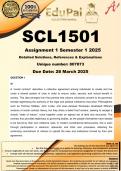 SCL1501 Assignment 1 (COMPLETE ANSWERS) Semester 1 2025 (807873 ) - DUE 28 March 2025