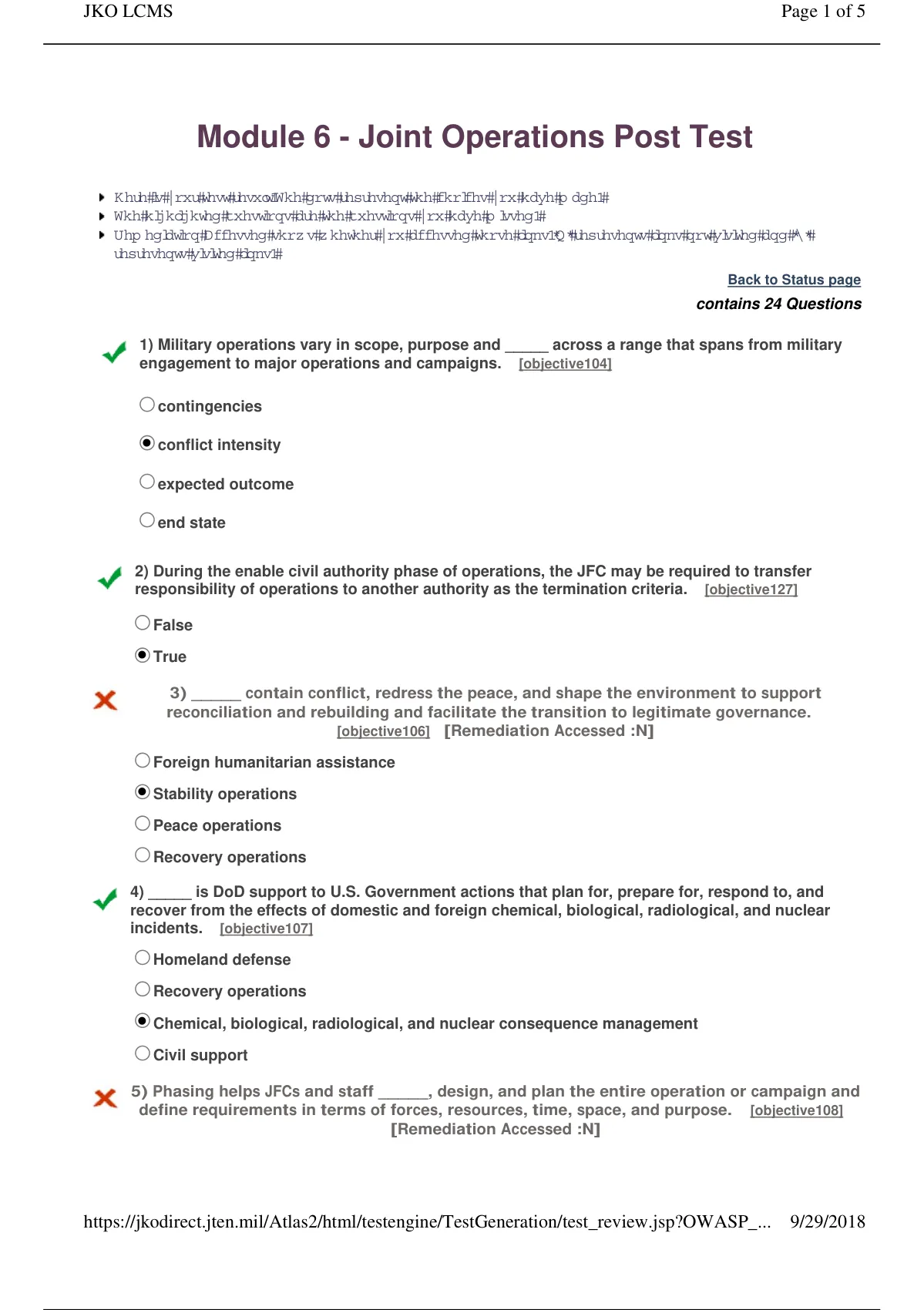 SEJPME SENIOR ENL Module Joint Operations Post Test Exam Already Graded A Complete Rated