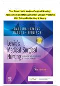 Test Bank Lewis Medical-Surgical Nursing: Assessment and Management of Clinical Problems 12th Edition By Harding & Kwong All Chapters ||Complete A+ Guide