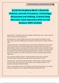 SCCJA Pre-Academy Block 1-Domestic Violence, Juvenile Procedures, Victimology, Harassment and Stalking, Criminal Gang Overview. Exam Questions With Correct Answers 100% Verified.